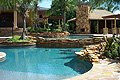 Beautiful view of the multi-tier pool and patio space
